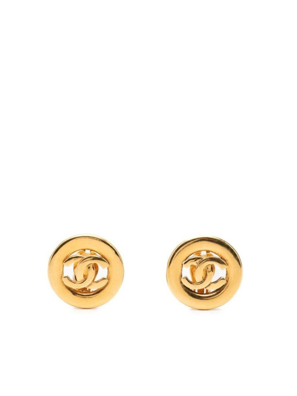 Chanel CC Logo Earrings Gold Plated